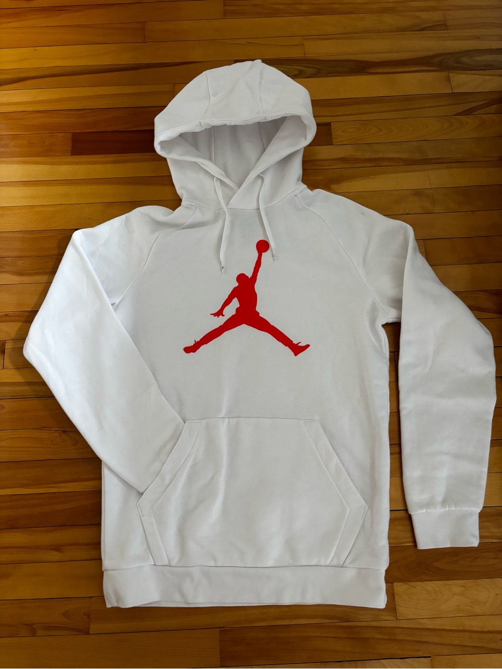 Jordan White Hoodie with Orange Jumpman Logo - Men's Hoodie